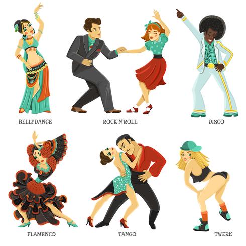 490x490 Popular Native Dance Flat Icons Set