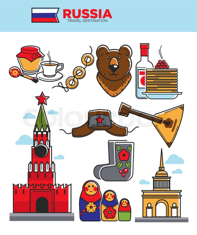 670x800 Russia Travel Famous Symbols Or Soviet Stock Vector Colourbox