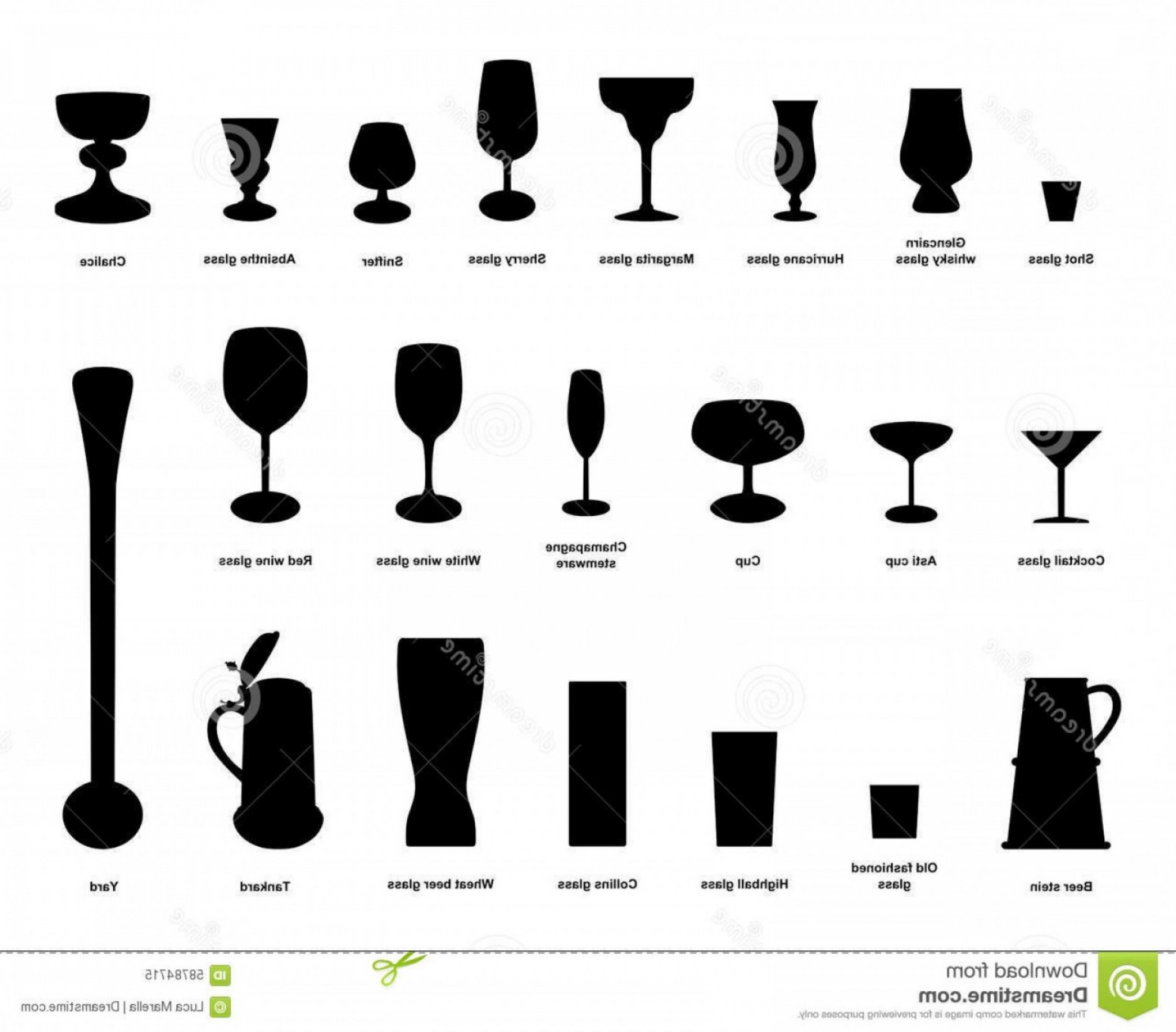 2246x1972 Stock Illustration Drink Glasses Vector Silhouettes Collection