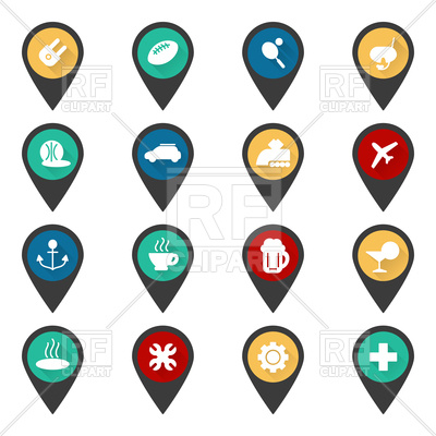 400x400 Navigation Sign With Flat Popular Travel Icons Set Vector Image