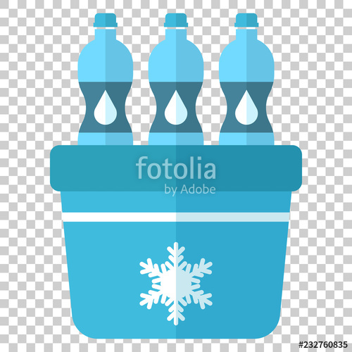 500x500 Portable Fridge Refrigerator With Water Bottle Icon In Flat Style