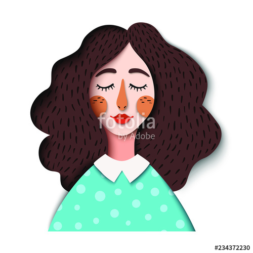 500x500 Vector Portrait Of Cute Brunette Girl Beautiful Woman