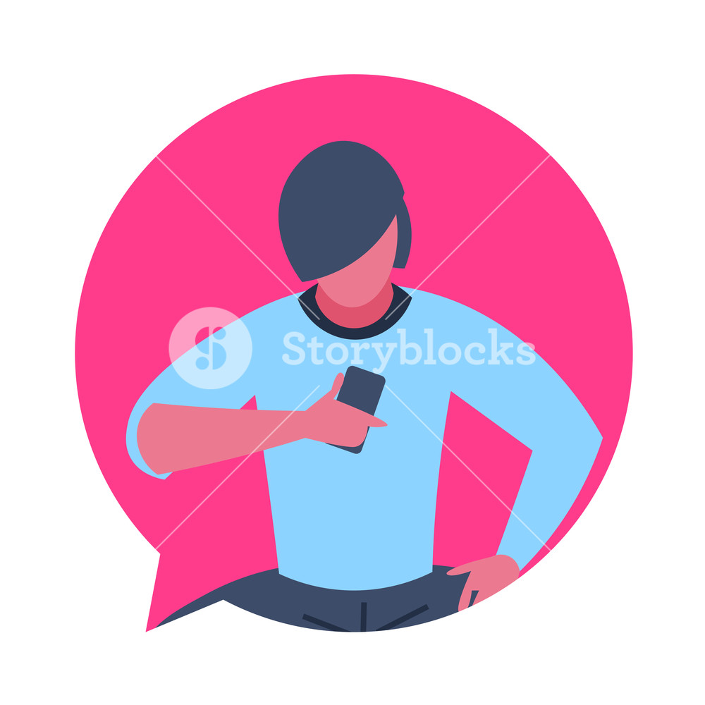 1000x1000 Man Mobile App Chat Bubble Character Avatar Isolated Male Cartoon