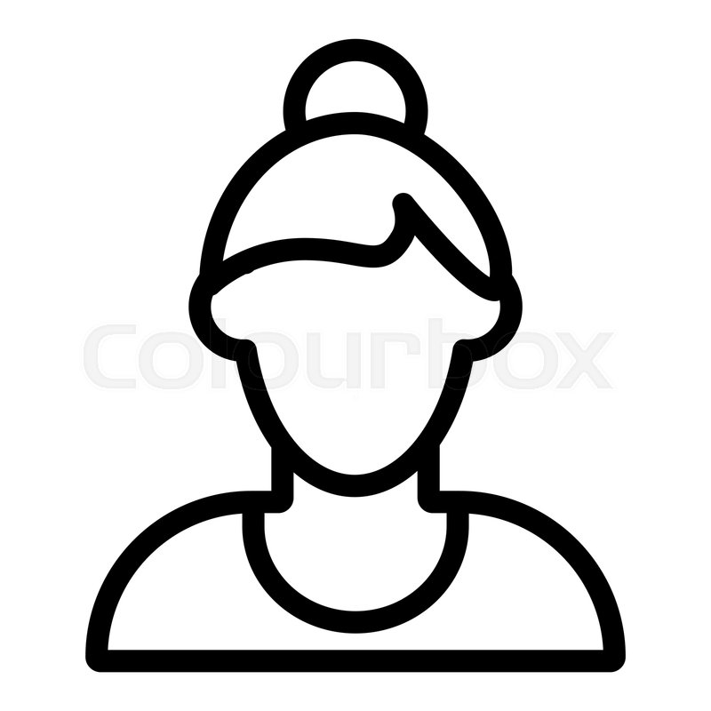 800x800 Girl Avatar With Bun Line Icon Woman Stock Vector Colourbox
