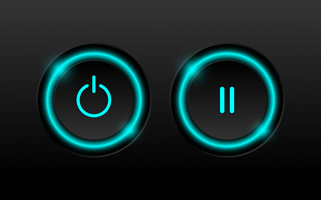 626x391 Power And Pause Button With Neon Lighting Vector Premium