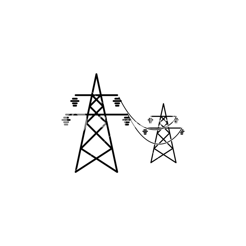 1000x1000 Power Lines Icon Vector Illustration Royalty Free Stock Image