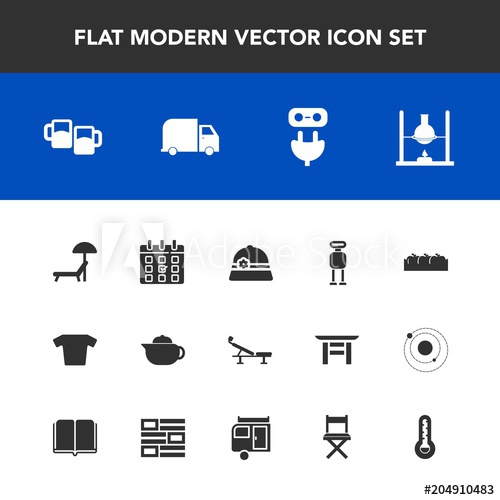 500x500 Modern, Simple Vector Icon Set With Science, Pub, Seat, Sunbed