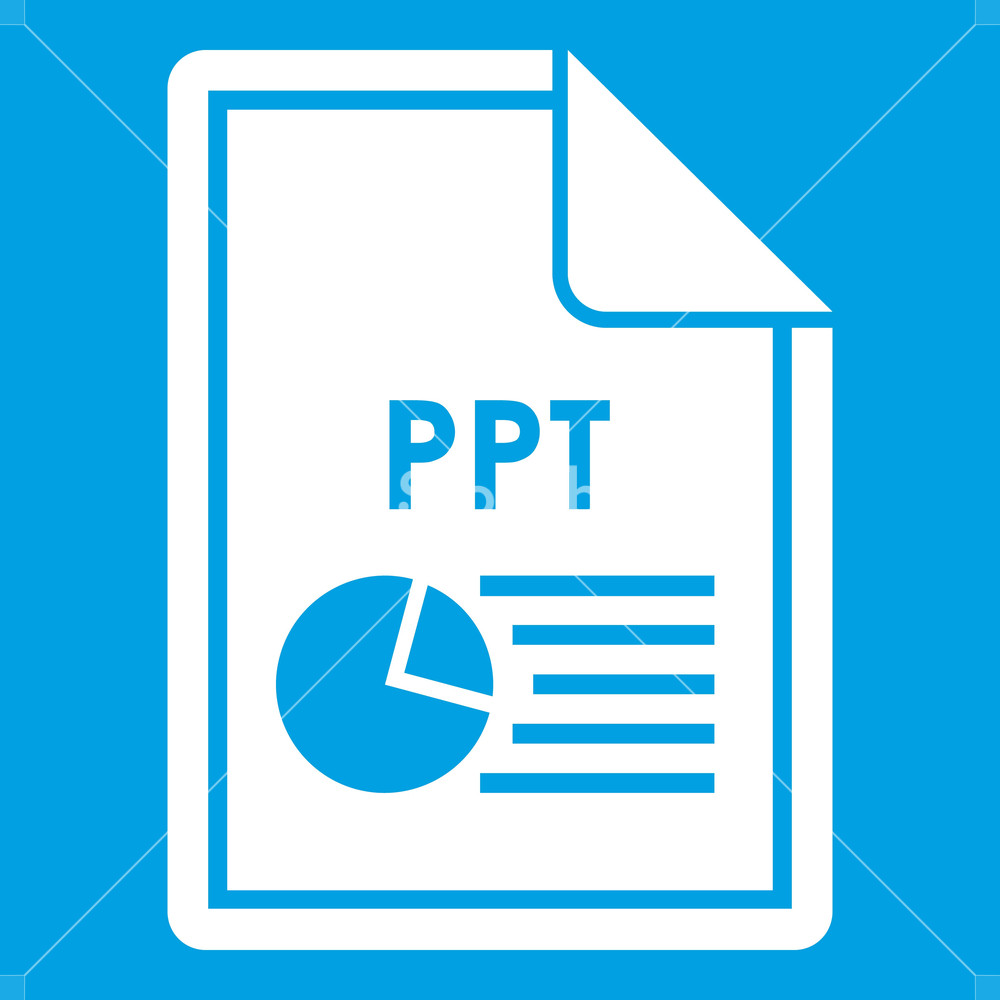 1000x1000 Ppt Icon White Isolated On Blue Background Vector