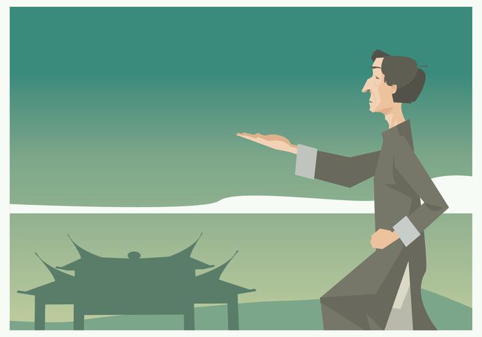700x490 Wushu Master Practice In Front Of A Gate Vector