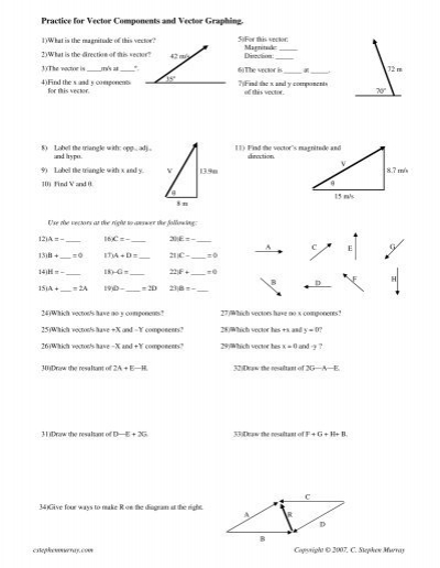vectors homework worksheet