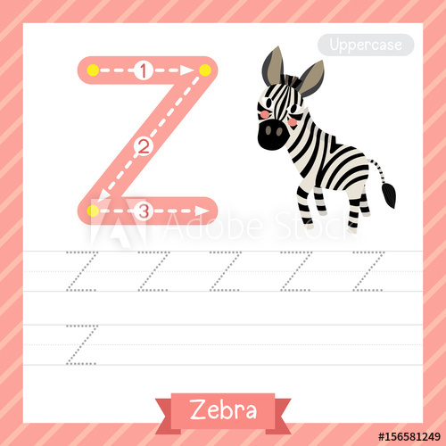 500x500 Letter Z Uppercase Tracing Practice Worksheet With Zebra For Kids