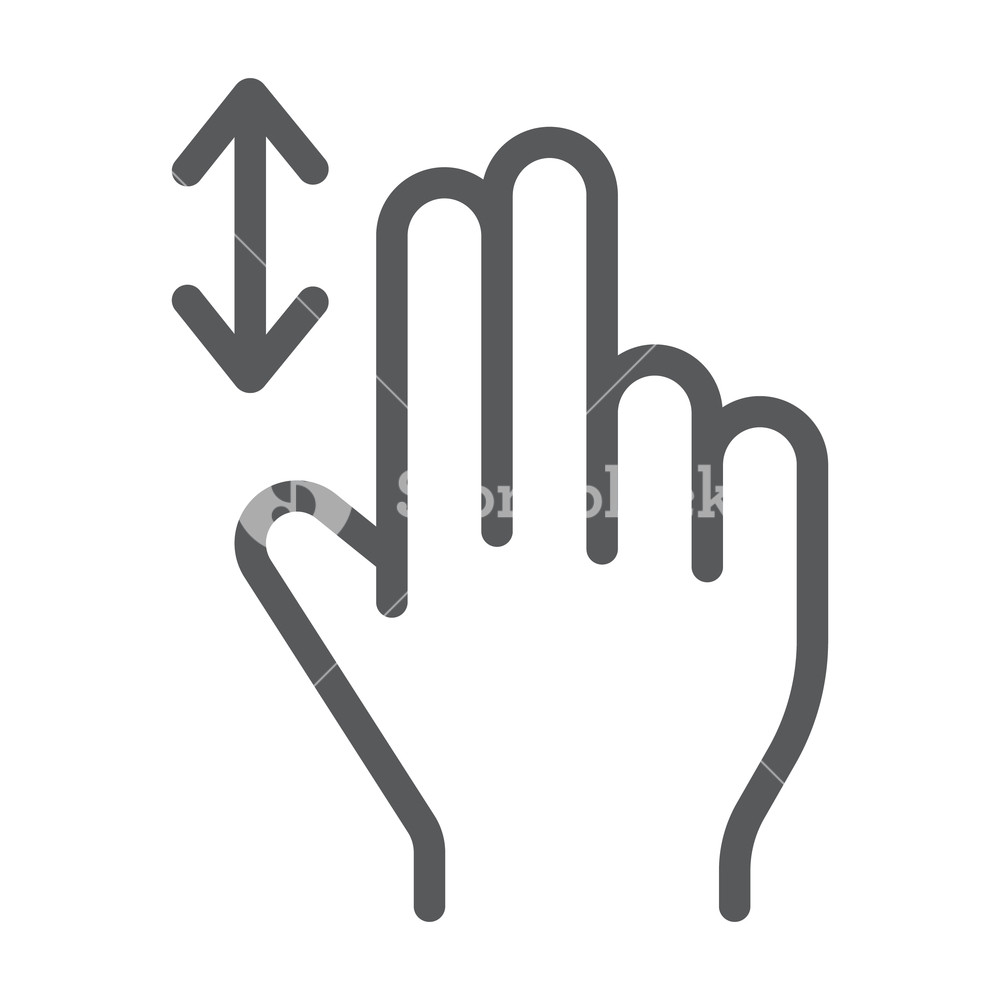 1000x1000 Two Finger Vertical Scroll Line Icon, Gesture And Hand, Press Sign