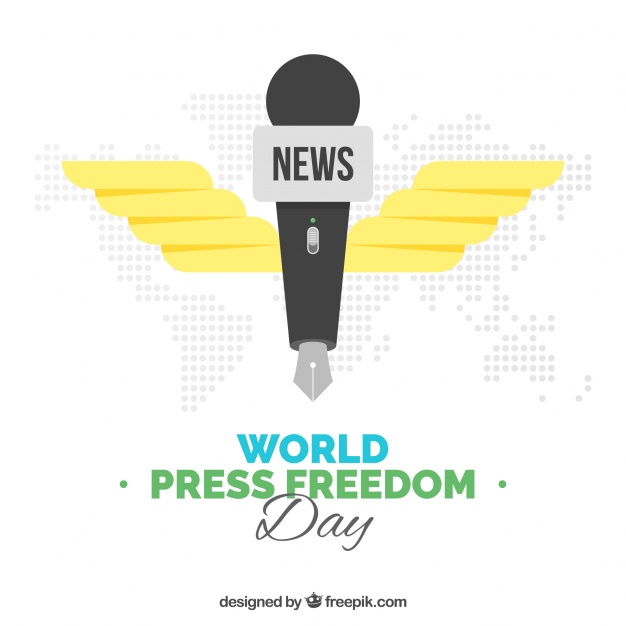 626x626 World Press Freedom Day Background With Microphone Shaped Pen
