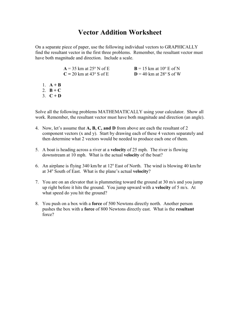 Vector Problems Worksheet At Vectorified Collection Of Vector 