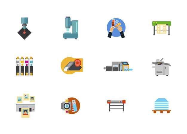 626x447 Print Media Production Icon Set Vector Free Download