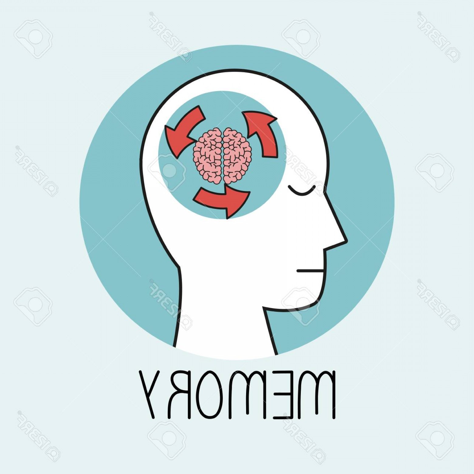 1560x1560 Photostock Vector Profile Human Head Brain Memory Vector