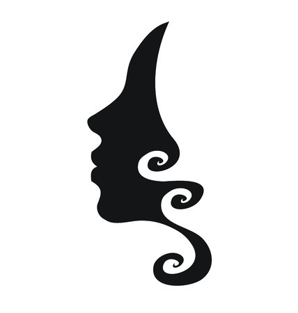 428x450 Vector Profile Of Woman With Curly Hair Royalty Free Vector Graphics