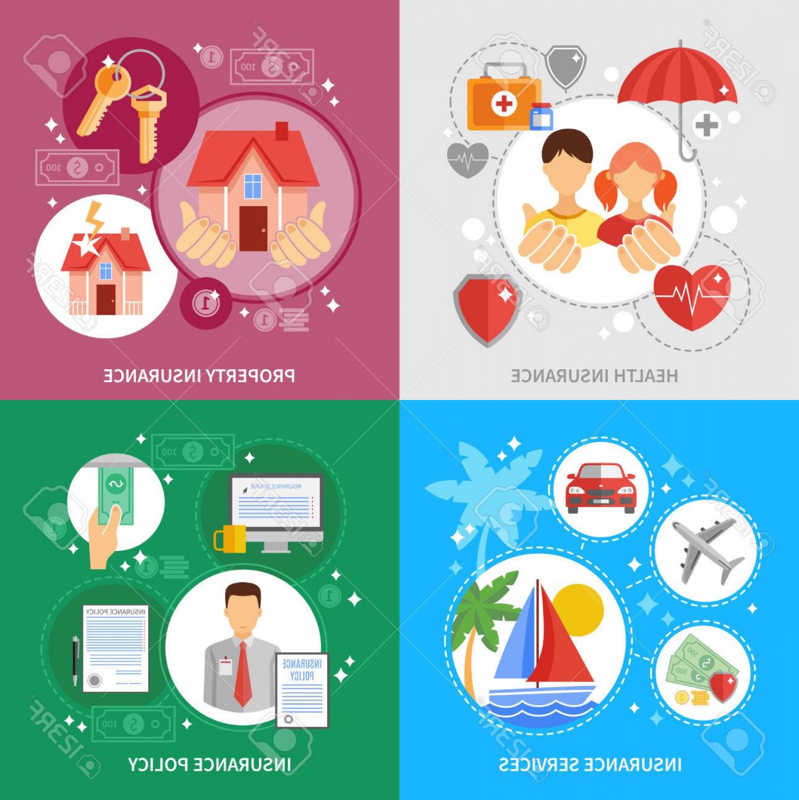 Photostock Vector Insurance Concept Icons Set With Health Property 1558x1560 Photostock Vector Insurance Concept Icons Set With Health Property