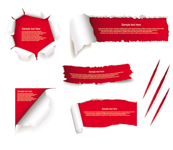 600x520 Ripped Paper Elements Vector Background For Free Download