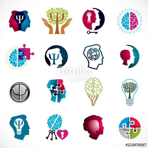 500x500 Psychology, Brain And Mental Health Vector Conceptual Icons