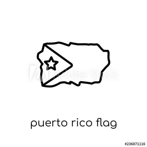 500x500 Puerto Rico Flag Icon Trendy Modern Flat Linear Vector Puerto