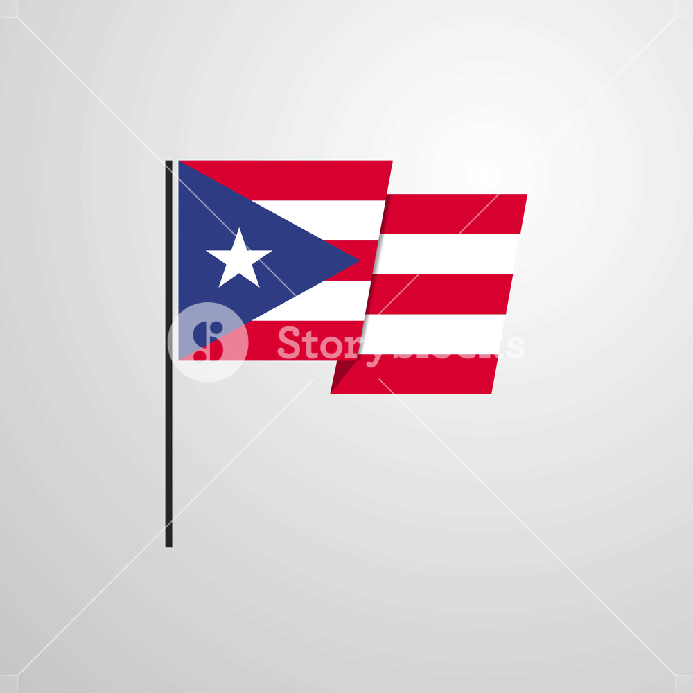 1000x1000 Puerto Rico Waving Flag Design Vector Royalty Free Stock Image