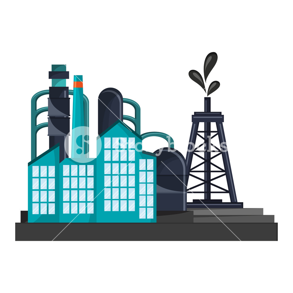 1000x1000 Petroleum Refinery Pump And Factory Vector Illustration Graphic