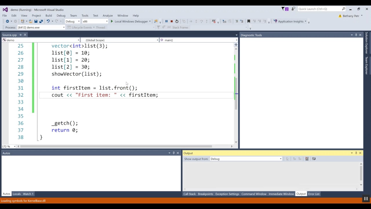 1280x720 Vectors In C Push Back, Pop Back, Front, Back, Assign