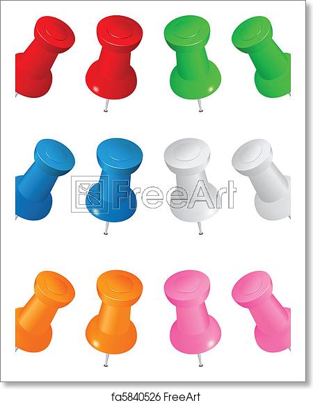 450x580 Free Art Print Of Vector Push Pins Set Of Colorful Vector Push