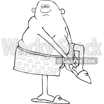 400x400 Clipart Of A Cartoon Lineart Black Man Putting His Slippers