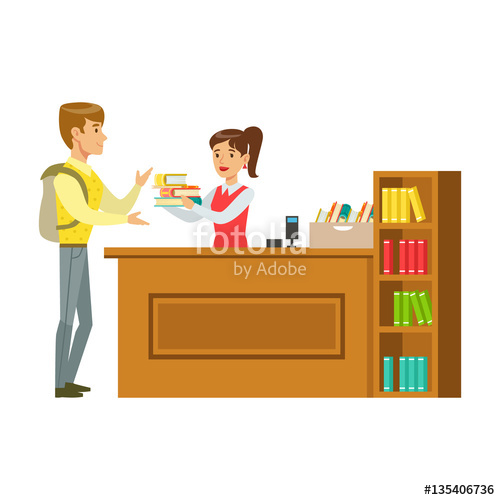 500x500 Man Taking The Books Fro The Librarian, Smiling Person