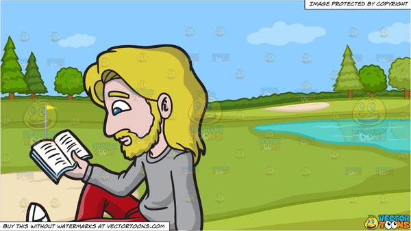 600x338 A Man Takes A Break To Read A Book And Golf Course Putting Green