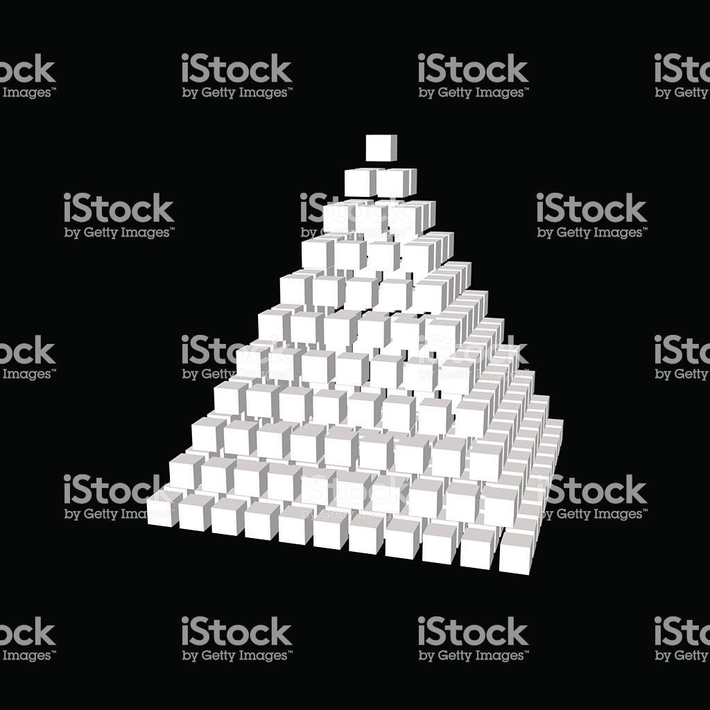 1024x1024 Abstract Pyramid From Cubes Isolated On Black Background