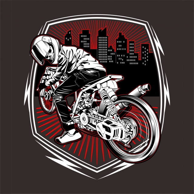 640x640 Skull Motorcycle Racing Hand Drawing Vector, Motorcycle, Vector