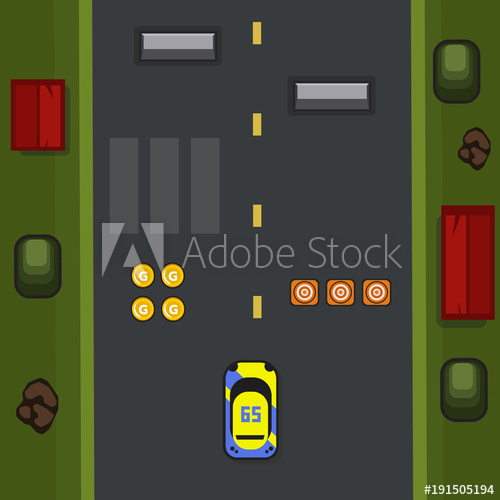 500x500 Interface With Item Of Racing Game Or Traffic Game And Road Desert