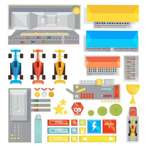 490x490 Racing Game Elements Set