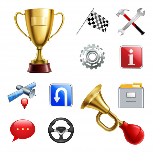 626x626 Racing Game Realistic Icon Set Vector Free Download