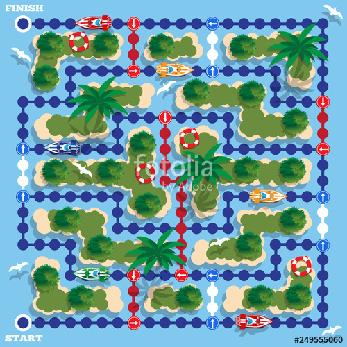 500x500 Racing In Sports Boats Board Game Vector Illustration Stock