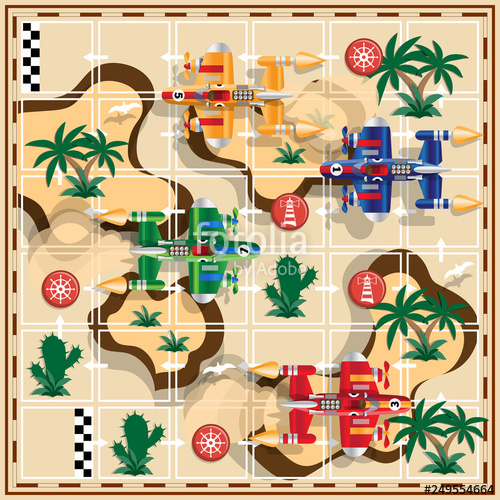 500x500 Racing On Fantastic Spaceships Board Game Vector Illustration