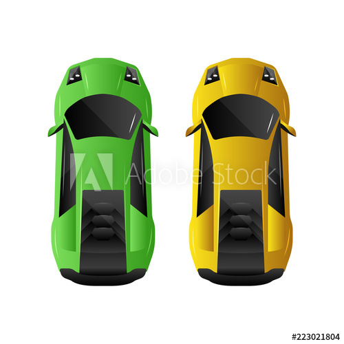 500x500 Sports Cars Top View Green And Yellow Car Vector Illustration