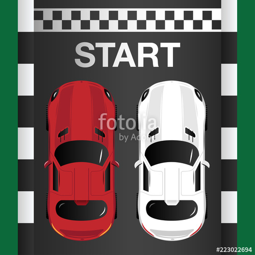 500x500 Two Cars Starting Race From The Start Line, Top View Racing Game