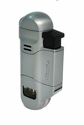 267x400 Vector Radar Chrome Satin Triple Torch Cigar Lighter With Built