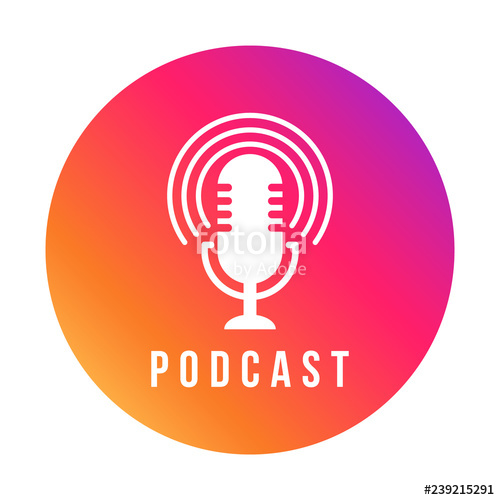 500x500 Table Studio Microphone Icon Broadcast Sign Podcast Emblem