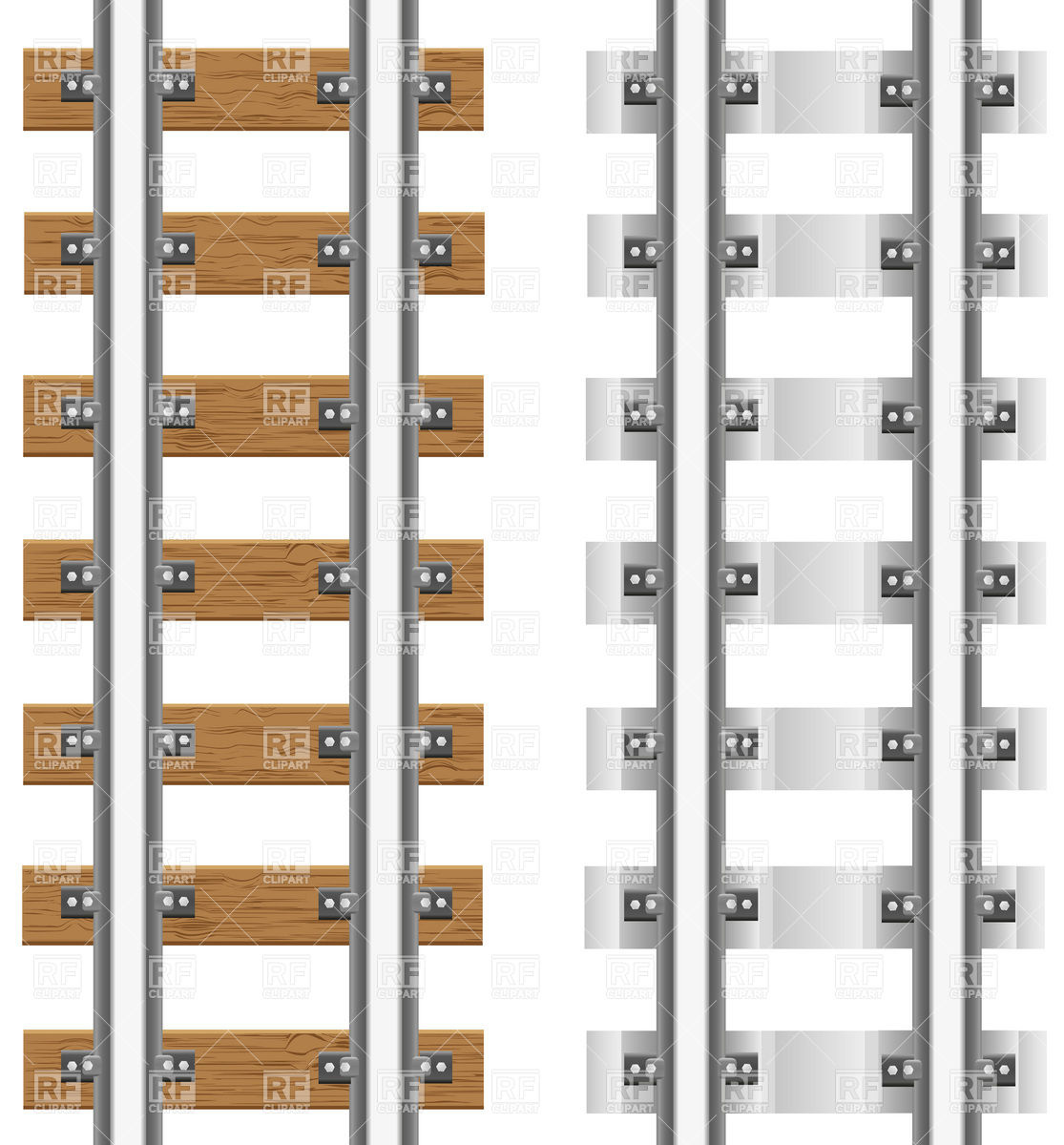 1115x1200 Rails With Concrete And Wooden Sleepers Vector Image