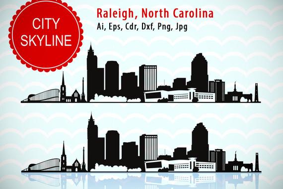 570x380 Raleigh City North Carolina City Vector Skyline Raleigh Etsy