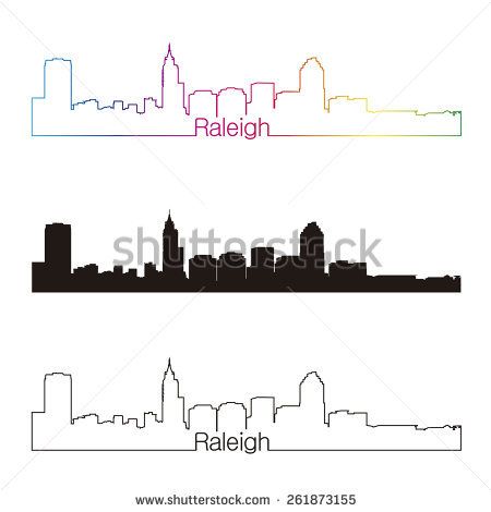 450x470 Raleigh Skyline Linear Style With Rainbow In Editable Vector