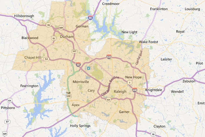 709x474 Map Of Area Around Raleigh Nc Download Them And Print