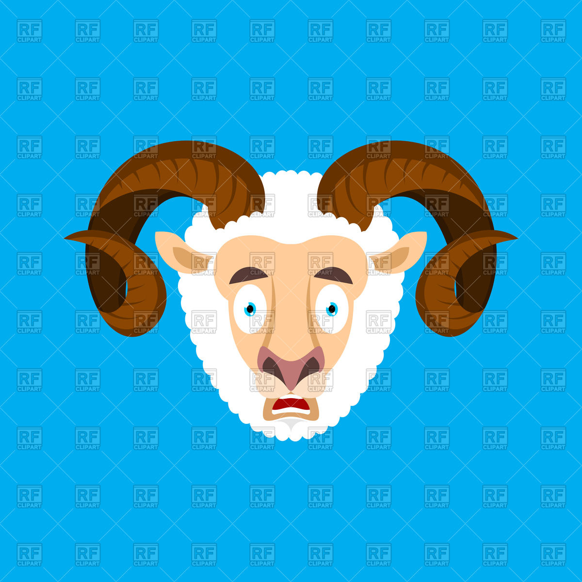 1200x1200 Ram Head On Blue Background Vector Image Of Plants And Animals