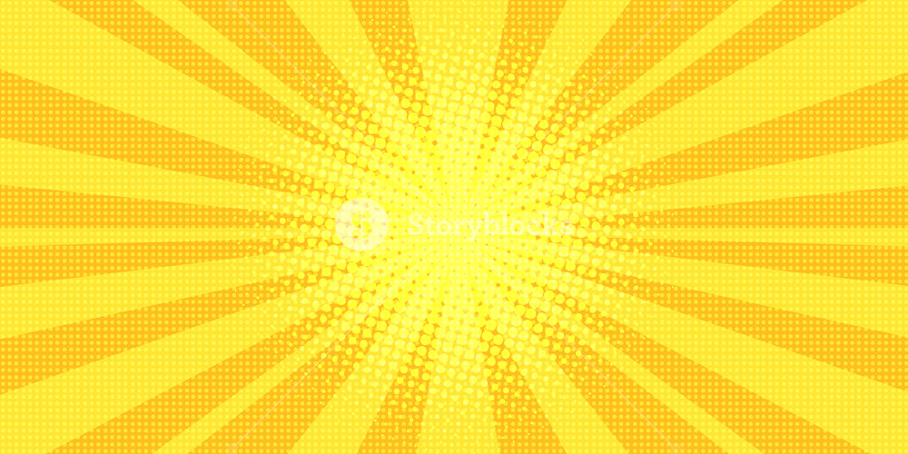 1000x500 Yellow Rays Background Pop Art Retro Vector Illustration Kitsch