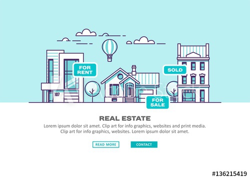 500x357 Real Estate Business Concept With Houses Vector Illustration